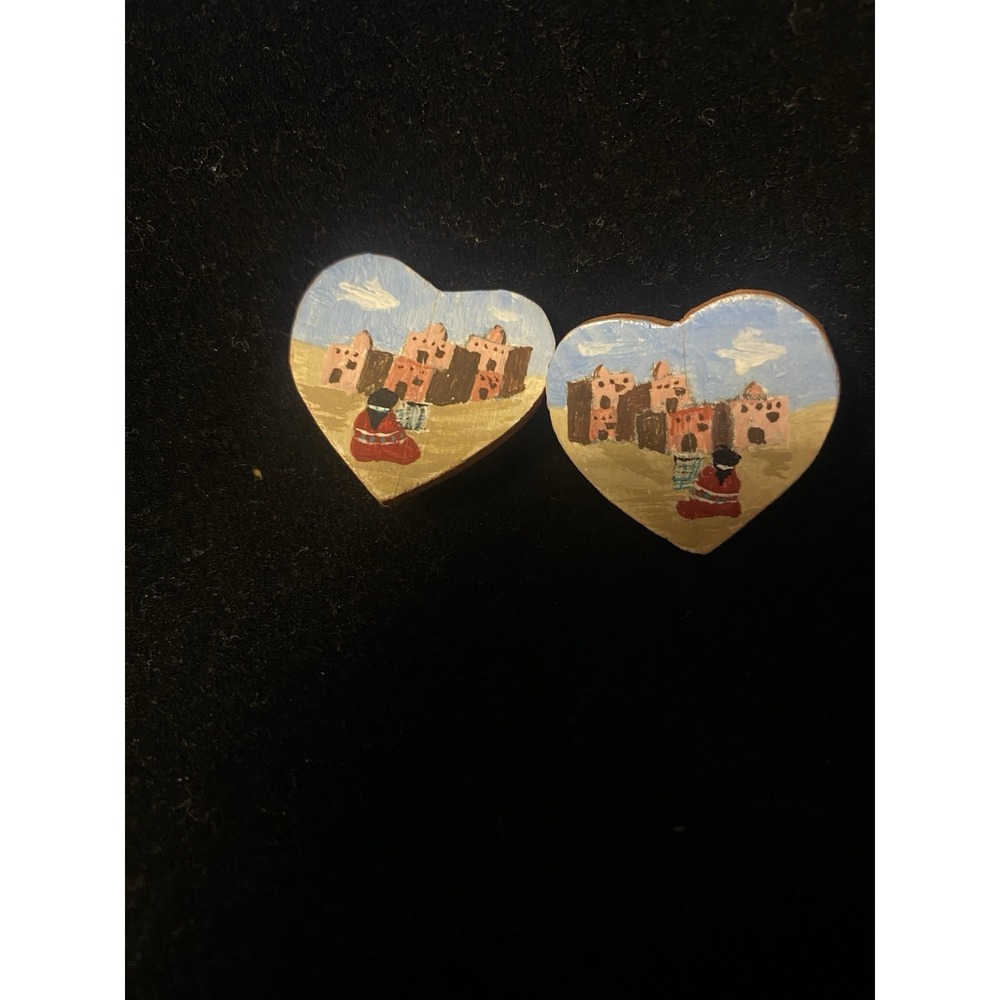 Indian Pictorial Heart Clip-ons
